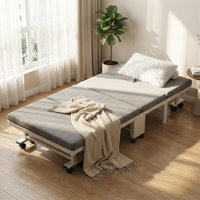 Traute Steel Upholstered Folding Bed with Mattress Included Twin 10.63" Foldaway Guest Bed by Ebern Designs