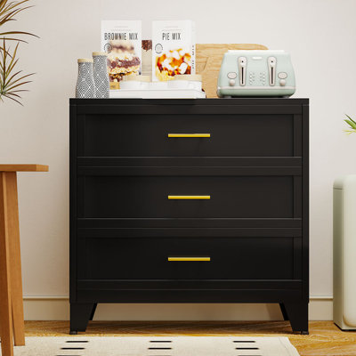 WINIOWA Metal Modern 3 Drawer Dresser Chest Storage Cabinet For Bedroom by winiowa