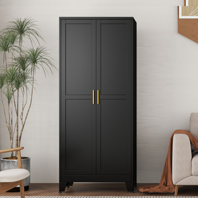 70.9”H Tall Metal Freestanding Armoire Wardrobe Closet  with Hanging Rod by winiowa