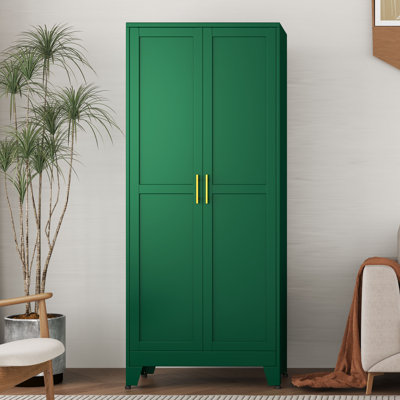 70.9”H Tall Metal Freestanding Armoire Wardrobe Closet  with Hanging Rod by winiowa