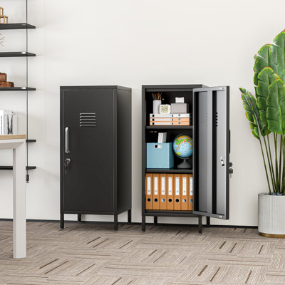 35.43"H Metal Locker Storage Cabinet ,Steel Office Locker with 2 Adjustable Shelves by winiowa
