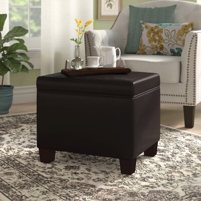 Akifa 21.50" Wide Leather Rectangle Storage Ottoman by Lark Manor
