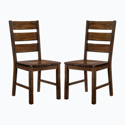 Set Of 2 Wooden Side Chairs In Walnut Finish by Wenty