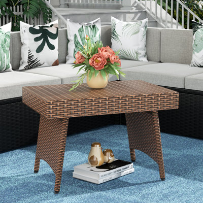 Anisley Folding Wicker Side Table by Lark Manor
