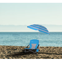 Portable Beach Chair with Umbrella: Orange (1-Pack)