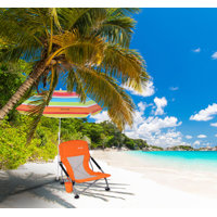 Portable Beach Chair with Umbrella: Orange (1-Pack) by WGOS