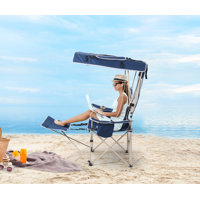 Portable Outdoor Chair, Camping Chair, Chair with Canopy, Fishing Chair, Folding Chair with Removable Canopy, 30W Solar Panel, Adjustable Footrest & C