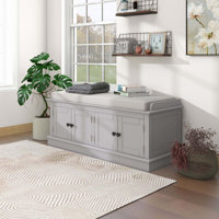 Upholstered Wooden Storage Ottoman Bench With 2 Drawers For Bedroom,Padded Seat by Red Barrel Studio
