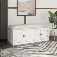 Upholstered Wooden Storage Ottoman Bench With 2 Drawers For Bedroom,Padded Seat by Red Barrel Studio