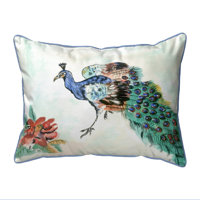 Peacock Peacock Outdoor Rectangular Pillow Cover & Insert by Betsy Drake Interiors
