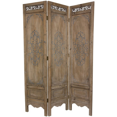 Zimmerman 51" W x 72" H 3 - Panel Solid Wood Folding Room Divider