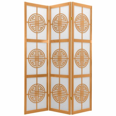 Ambros 51" W x 72" H 3 - Panel Rice Paper Folding Room Divider by Lark Manor