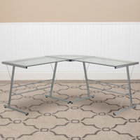 Peniste L-Shaped Computer Corner Glass Desk, Gaming Desk, Home Office Corner Desk by Inbox Zero