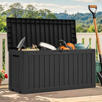 72 Gallon Outdoor Resin Deck Box With Wheels, Pool Storage Box For Outdoor Cushions, Sports Equipment, Garden Tools by waveflower