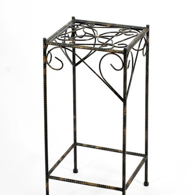 26.18" Clover Metal Plant Stand, Cast, Fully Assembled, Multicolor, Fade And Chip , 12.21" W X H, Gold/Black Large Cast , , 12.86" Depth 26.01" Height by Wovilo
