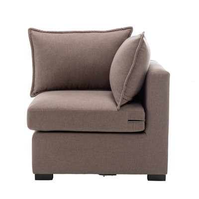 Bennett Flange Seam Accent Chair- Latte Brown Performance Fabric by WOVENBYRD