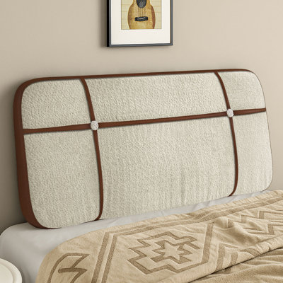 WOWMAX Mid-Century Modern Upholstered Backrest Pillow – Large Floor Cushion / Headboard Pillow With Bolster Support, Chenille & Faux Leather, 60"X26", by WOWMAX