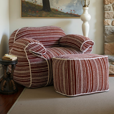 Striped Beanbag Chair With Ottoman Red Beanbag Sofa Floor Sofas Floor Chairs