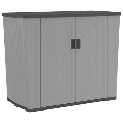 130 Gallon Plastic Lockable Deck Box with Lock in Dove Gray by Suncast