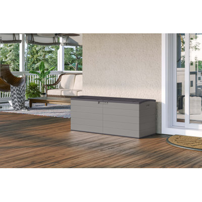 Suncast 120 Gallon Split Lid Lockable Deck Box by Suncast