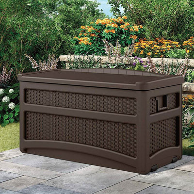 Suncast 73 Gallon Water Resistant Deck Box in Java