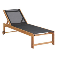 Sunapee 74" Wide Acacia Wood Outdoor Lounge Chair With Mesh Seating by Alaterre