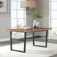 Walden 72" Wide Industrial Rustic Farmhouse Solid Wood Dining Table by Alaterre