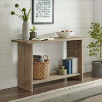 Castleton 52" Wide Industrial Rustic Farmhouse Solid Wood Console With 1 Open Shelf by Alaterre
