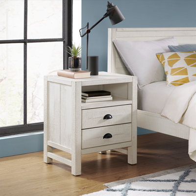 Windsor 22"W Weathered Beachhouse Farmhouse Industrial Bohemian Style Nightstand With 2 Drawers by Alaterre