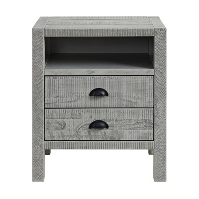 Arden 22" W Industrial Farmhouse Bohemian Style Rectangular Nightstand With 2 Drawers 1 Open Shelf by Alaterre