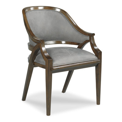 Belmont Leather Upholstered Arm Chair in Gray by Woodbridge Furniture