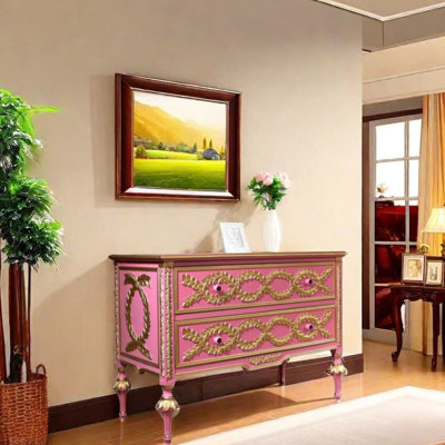 Simple Pink Large Capacity Entrance Cabinet Accent Chest by Dream cabinet