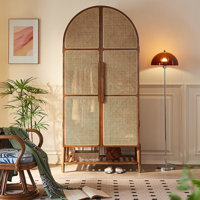 Rattan Double Door Storage Cabinet With Shelves Accent Cabinet by Dream cabinet