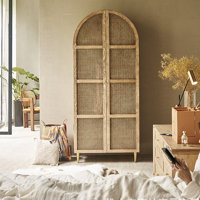 Rattan Wood Two Door Partitioned Storage Armoire Armoire by Dream cabinet