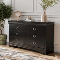 Aberdeen 58.38" Width 6-Drawer Wood Dresser by Lark Manor
