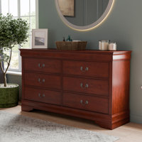 Aberdeen 58.38" Width 6-Drawer Wood Dresser by Lark Manor