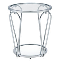 Renea 20" Length Glass Top Round End Table by Everly Quinn
