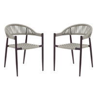 Demica 22" Width PE Wicker Outdoor Arm Chairs by Mercer41