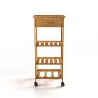 Santasia Bamboo Mobile Kitchen Cart With Drawer And Shelves