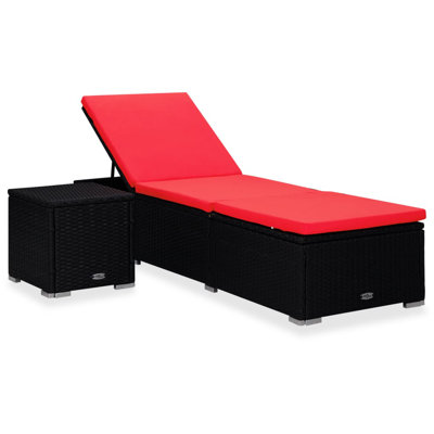 16" Long Single chaise with Cushions and Table by VidaXL