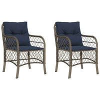 Vidaxl Patio Chairs With Cushions 2 Pcs Gray Poly Rattan by VidaXL