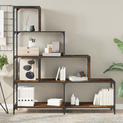 vidaXL Bookcase 4-Stair Storage Bookshelf Display Cabinet Engineered Wood