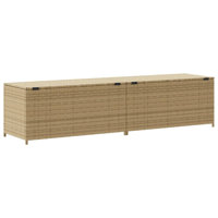 Water Resistant Poly Rattan Deck Box in Beige