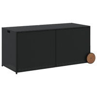 Water Resistant Acacia Poly Rattan Deck Box with Wheels