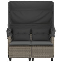 Vidaxl Patio Sofa 2-Seater With Canopy And Stools Brown Poly Rattan by VidaXL