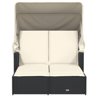 Vidaxl Double Sun Lounger With Canopy And Cushions Poly Rattan by VidaXL