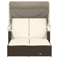 Vidaxl Double Sun Lounger With Canopy And Cushions Poly Rattan by VidaXL