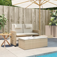 Vidaxl Reclining Patio Bench With Cushions Poly Rattan by VidaXL