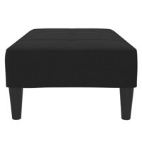 Footstool Black Polyester Compact Footstool Rectangular by George Oliver