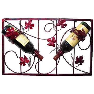 French Vineyard 2 Bottle Wall Mounted Wine Bottle Rack by Metrotex Designs